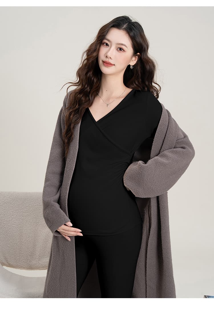임산부 가을 의상 롱 바지 a 클래스 수유 열 속옷 세트 가을 겨울철 먹이주기 달 서비스 임산부 잠옷 상세 이미지 28