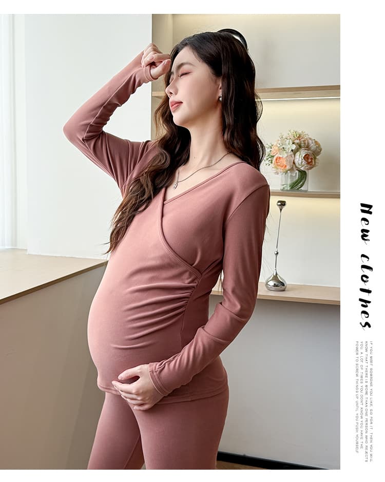 임산부 가을 의상 롱 바지 a 클래스 수유 열 속옷 세트 가을 겨울철 먹이주기 달 서비스 임산부 잠옷 상세 이미지 33