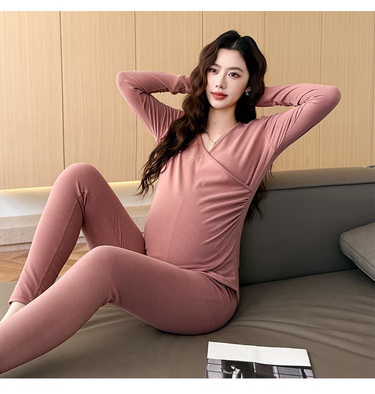 임산부 가을 의상 롱 바지 a 클래스 수유 열 속옷 세트 가을 겨울철 먹이주기 달 서비스 임산부 잠옷 상세 이미지 38