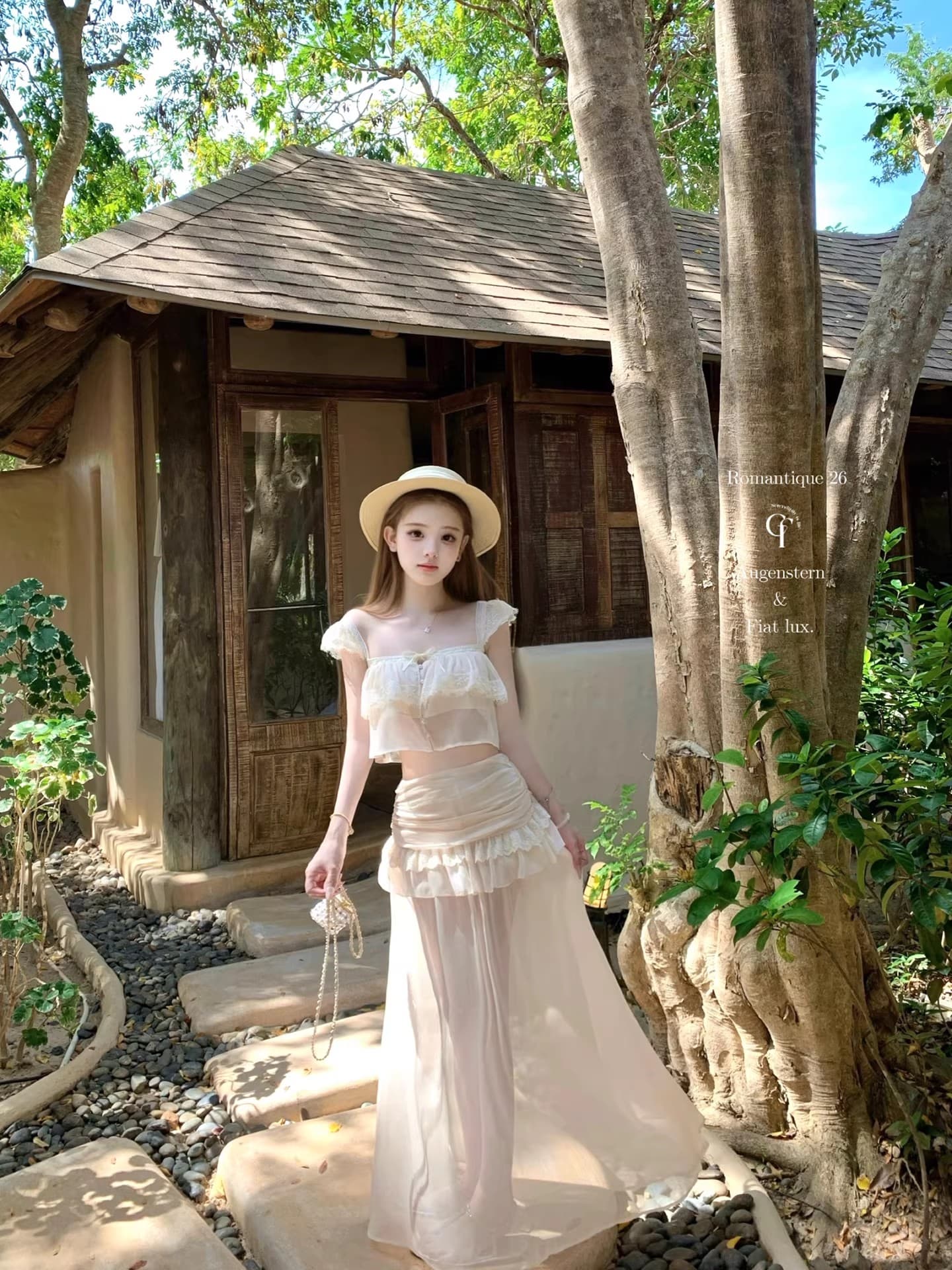 늦게 우산 우산 26 ss 핑크색 산호초 편지 ch1oe 레이스 짧은 맨위 주름 롱 스커트 미니 스커트 세련된 세트