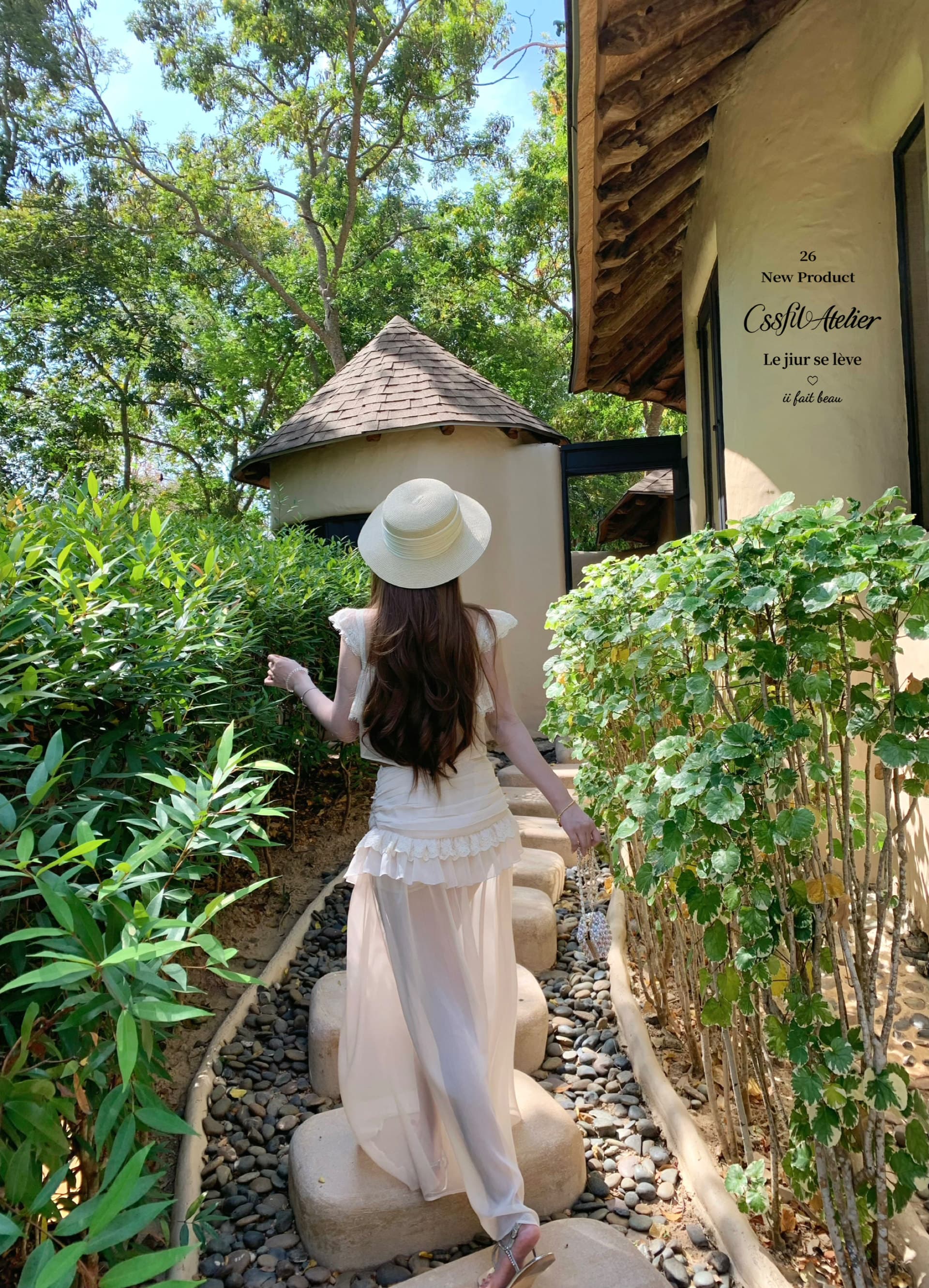 늦게 우산 우산 26 ss 핑크색 산호초 편지 ch1oe 레이스 짧은 맨위 주름 롱 스커트 미니 스커트 세련된 세트 상세 이미지 33