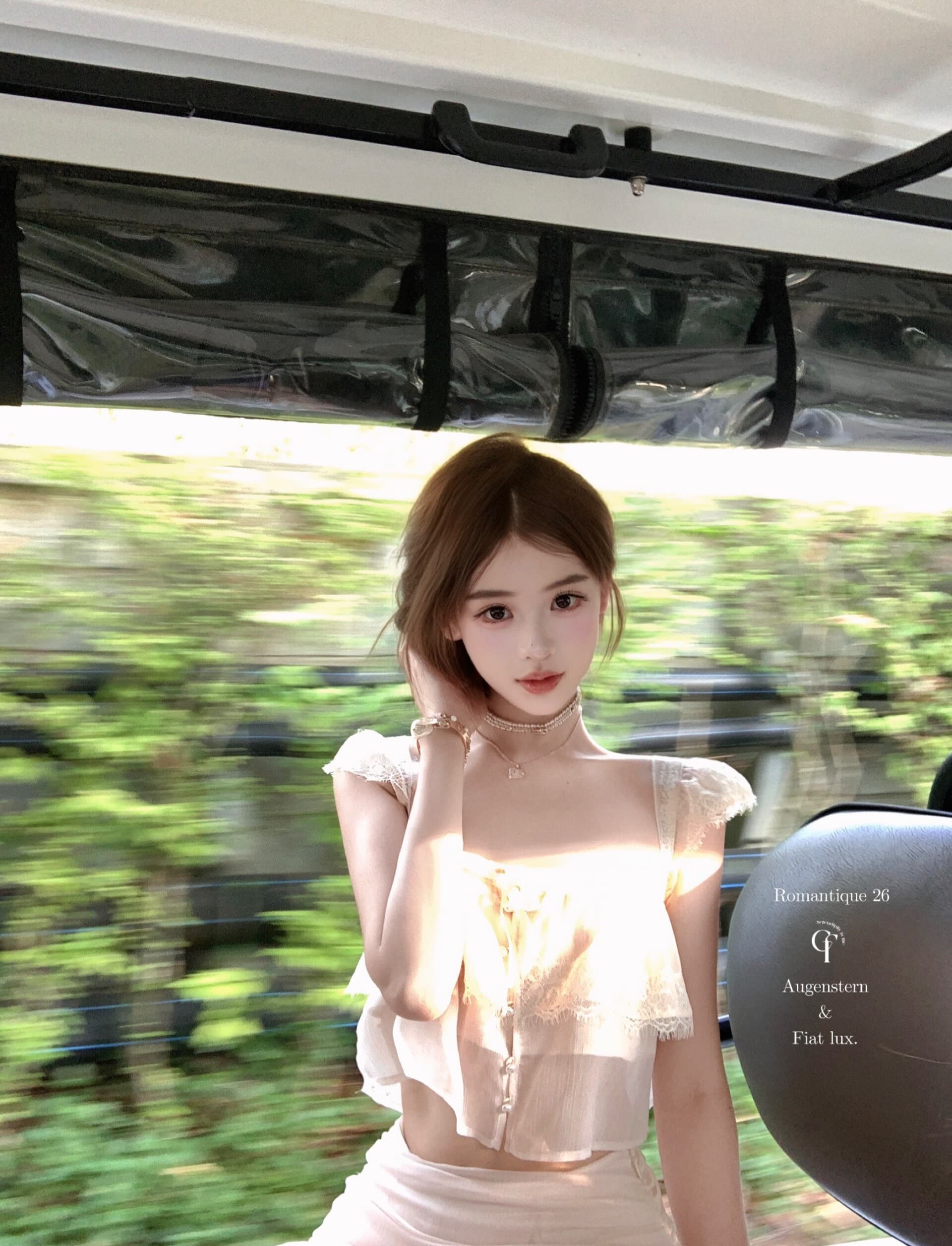늦게 우산 우산 26 ss 핑크색 산호초 편지 ch1oe 레이스 짧은 맨위 주름 롱 스커트 미니 스커트 세련된 세트 상세 이미지 34