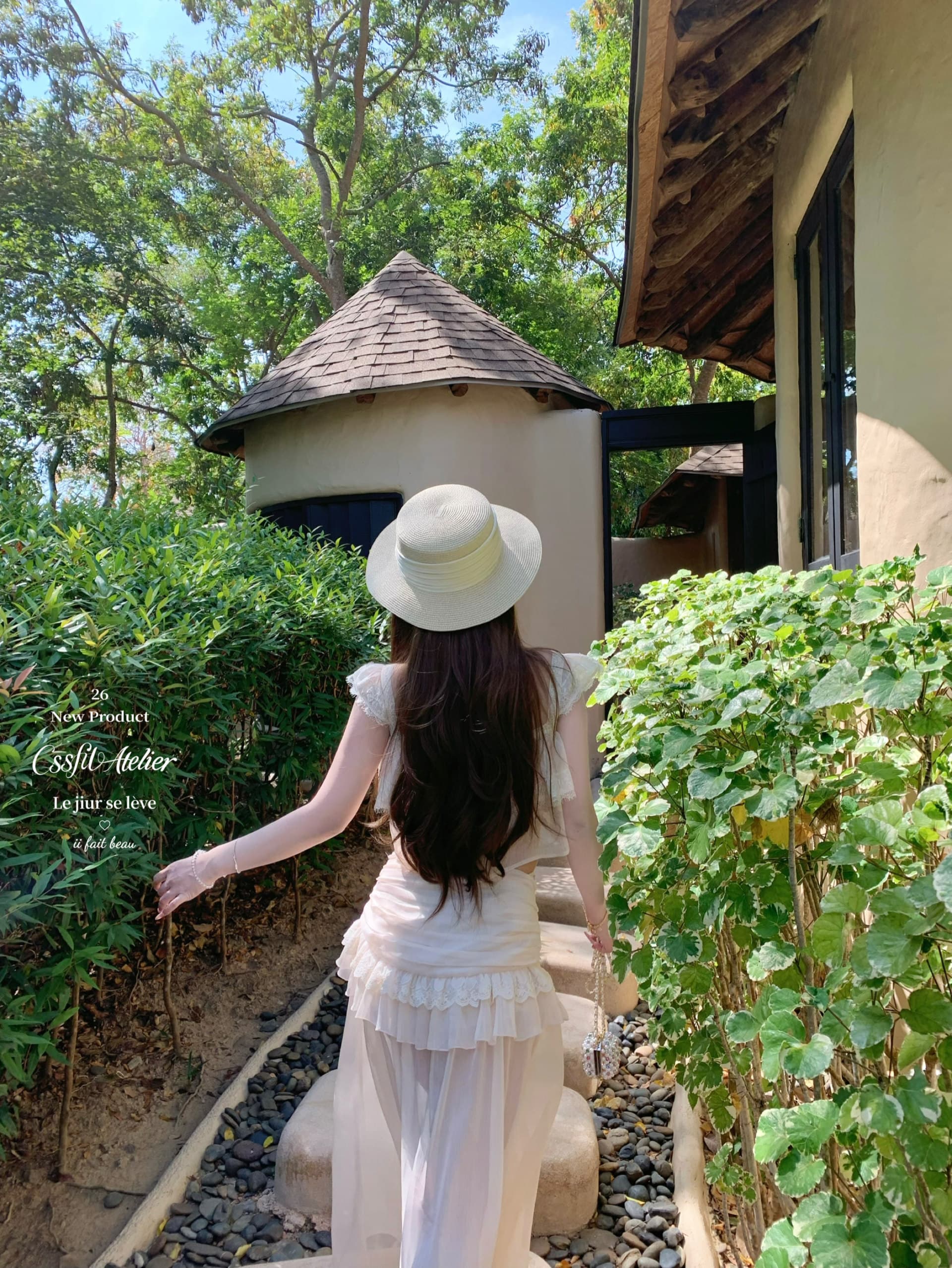 늦게 우산 우산 26 ss 핑크색 산호초 편지 ch1oe 레이스 짧은 맨위 주름 롱 스커트 미니 스커트 세련된 세트 상세 이미지 67