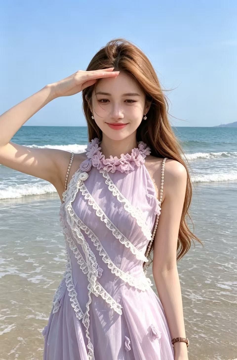 acaine 보라색 롱 코트 행침 목 슬립 여성 드레스 여름 프랑스식 레트로 몸매 가꾸기 슬림해 보이는 품격 치마 상세 이미지 10