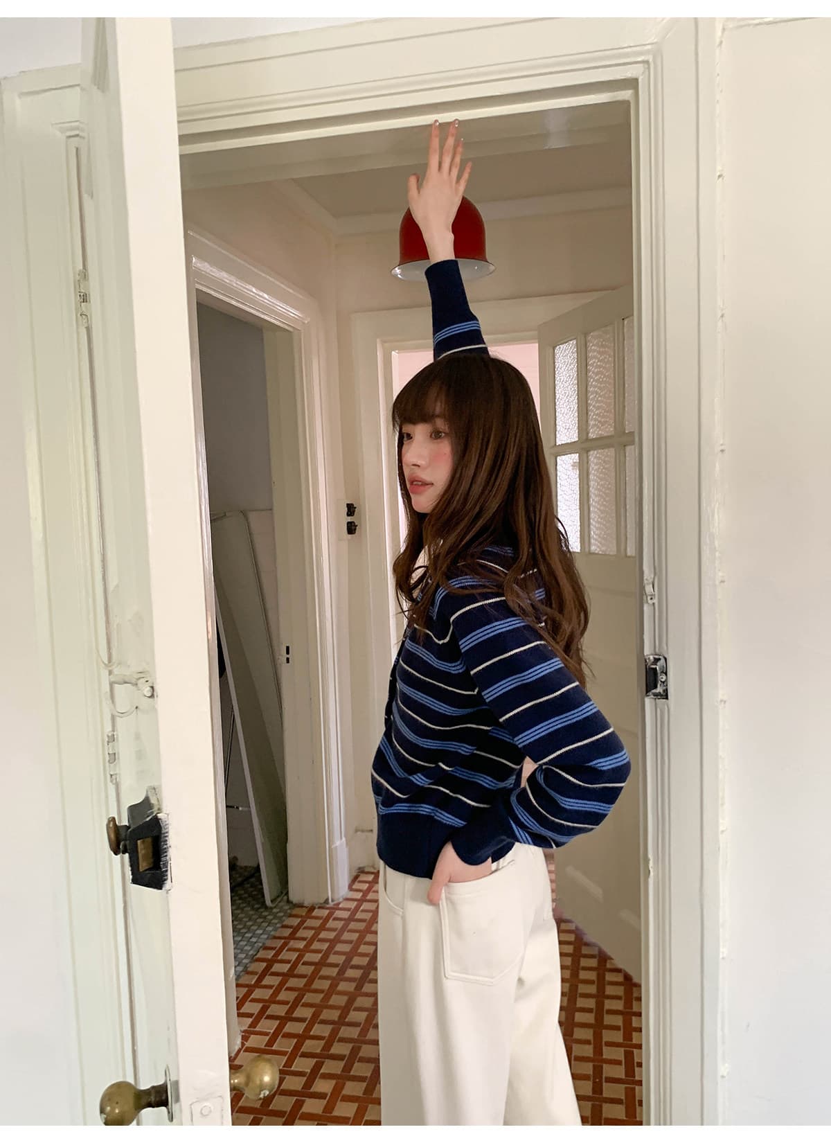 안녕하세요. 대포 레트로 배색 스트라이프 니트 오픈 가디건 여성 봄 가을 2026 새로운 느슨함 센스 캐주얼 슬림해 보이는 맨위 상세 이미지 47