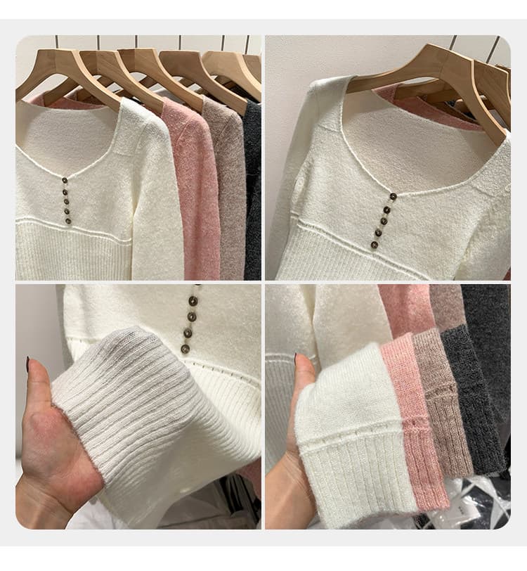 가을 겨울철 한 부서 느긋한 센스 플러시 센스 구덩이 기사 몸매 가꾸기 풀오버 포함 양모 니트 스웨터 여성 스웨터 단색 맨위 트렌디 상세 이미지 6