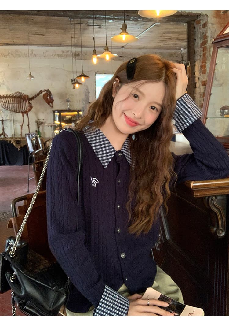 토지 작은 그룹 연령 감소 페이크 레이어드 자수 스웨터 오픈 가디건 2026 가을 새로운 miu 부서 레트로 출퇴근 맨위 상세 이미지 14