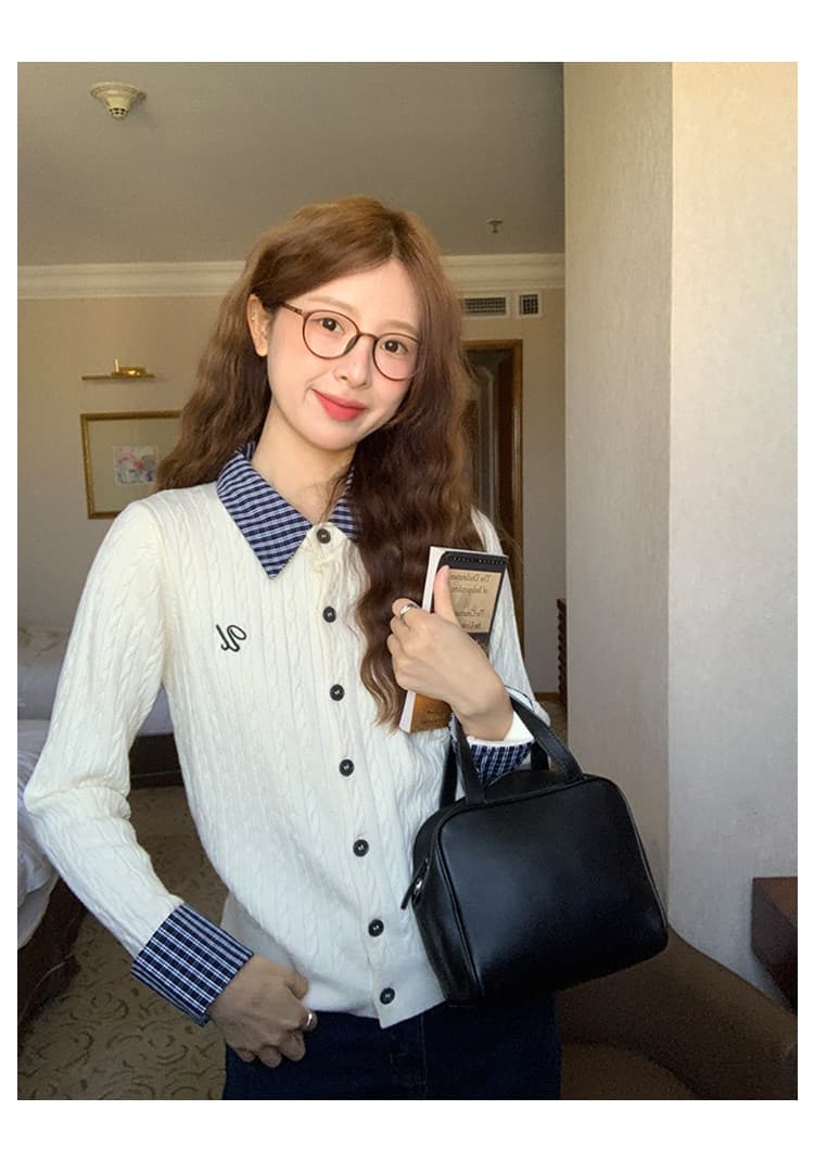 토지 작은 그룹 연령 감소 페이크 레이어드 자수 스웨터 오픈 가디건 2026 가을 새로운 miu 부서 레트로 출퇴근 맨위 상세 이미지 18