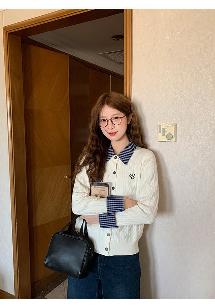 토지 작은 그룹 연령 감소 페이크 레이어드 자수 스웨터 오픈 가디건 2026 가을 새로운 miu 부서 레트로 출퇴근 맨위 상세 이미지 29