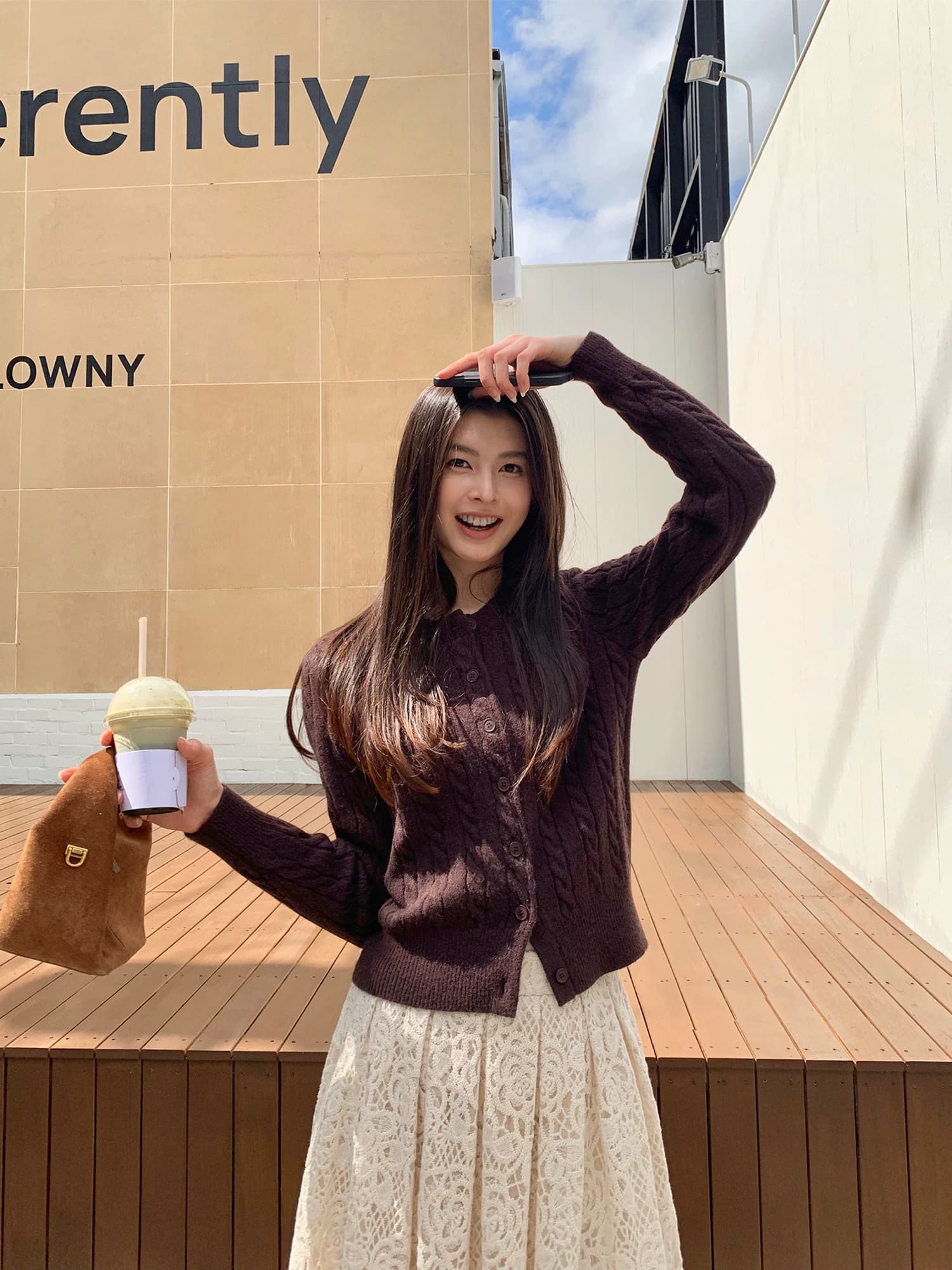 pusumede 调性 꽈배기 세로 줄무늬 스웨터 오픈 가디건 여성 코트 몸매 가꾸기 라운드 넥 긴팔 니트 맨위 이미지 2