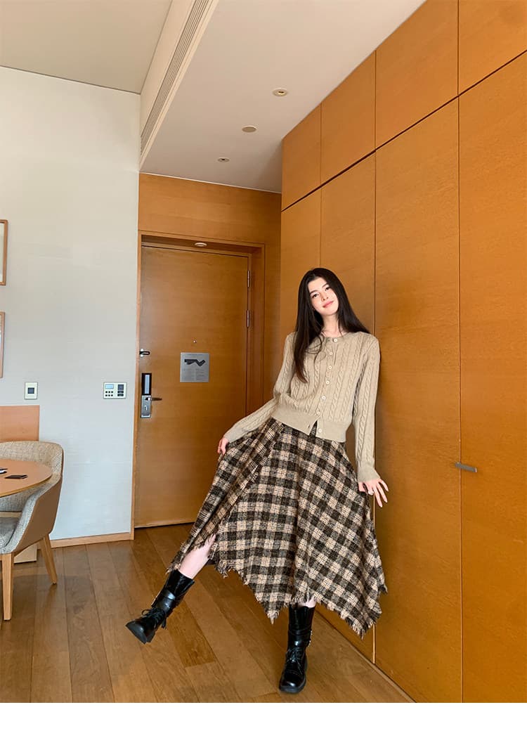 pusumede 调性 꽈배기 세로 줄무늬 스웨터 오픈 가디건 여성 코트 몸매 가꾸기 라운드 넥 긴팔 니트 맨위 상세 이미지 20