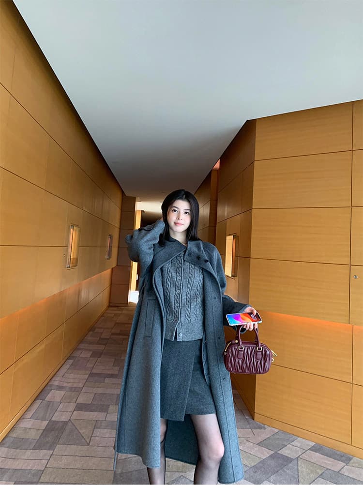 pusumede 调性 꽈배기 세로 줄무늬 스웨터 오픈 가디건 여성 코트 몸매 가꾸기 라운드 넥 긴팔 니트 맨위 상세 이미지 38