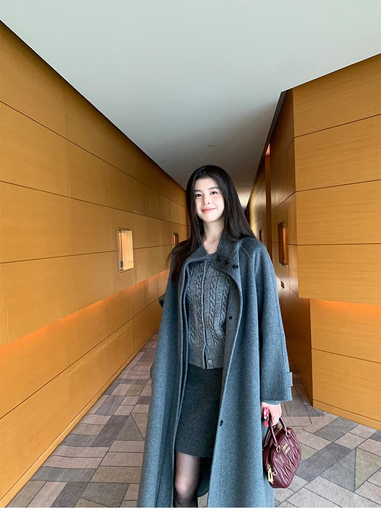 pusumede 调性 꽈배기 세로 줄무늬 스웨터 오픈 가디건 여성 코트 몸매 가꾸기 라운드 넥 긴팔 니트 맨위 상세 이미지 43