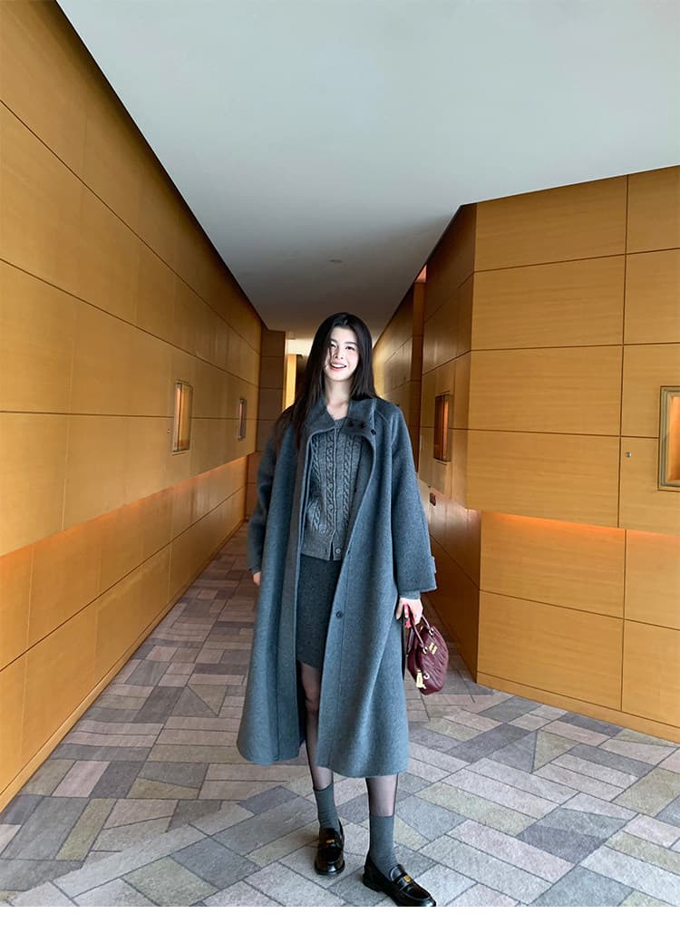 pusumede 调性 꽈배기 세로 줄무늬 스웨터 오픈 가디건 여성 코트 몸매 가꾸기 라운드 넥 긴팔 니트 맨위 상세 이미지 45