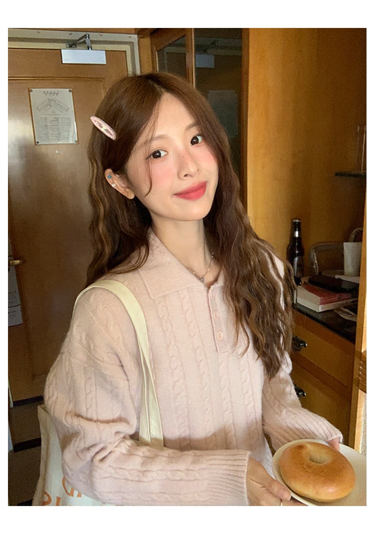 토지 작은 그룹 달콤함 꽈배기 스웨터 2026 가을 한 부서 품격 레트로 부드러운 느긋한 미니멀리즘 재킷 맨위 상세 이미지 14