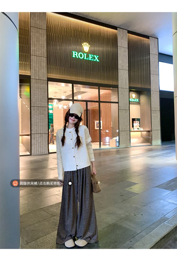 한 번 작은 짭짤한 한 부서 꽈배기 스웨터 여성 코트 가을 겨울철 루즈핏 느긋한 바람 작은 키 니트 오픈 가디건 맨위 상세 이미지 10