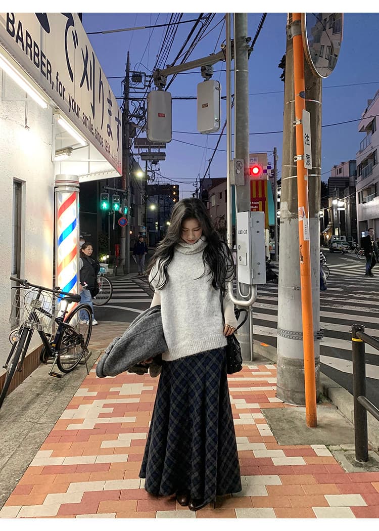 daqianwithu 한 부서 터틀넥 조끼 스웨터 여자 느긋한 느슨함 센스 다용도 스택 착용 민소매 맨위 상세 이미지 19