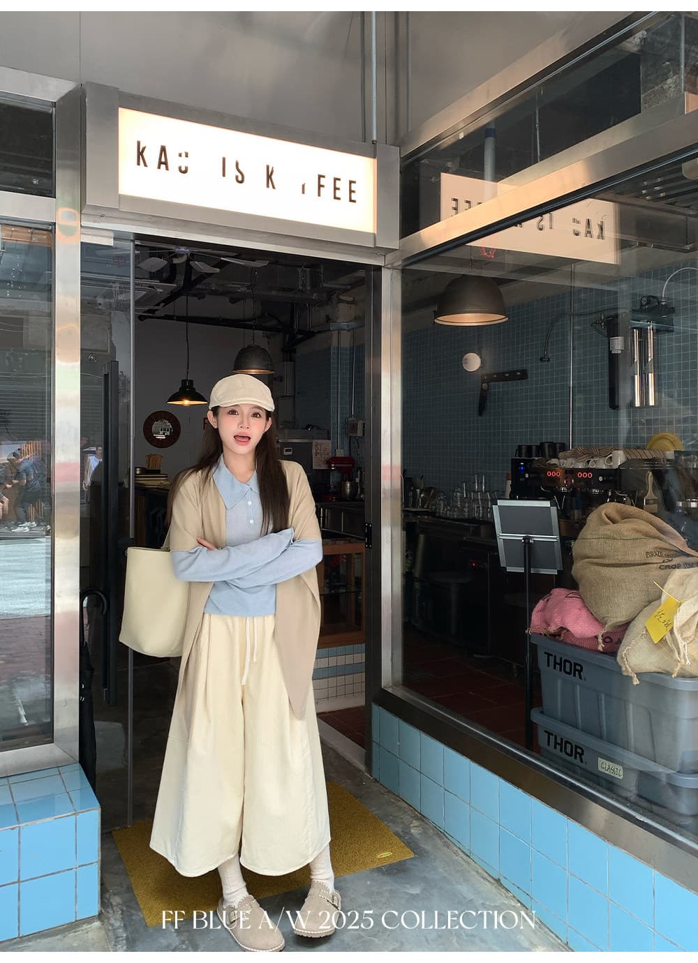 ff blue 화이트 연인 바다 소금 우유 블루 저항 올린 사람 : 공 양 플러시 스트라이프 폴로 칼라 베스트 조끼 니트 스웨터 상세 이미지 4