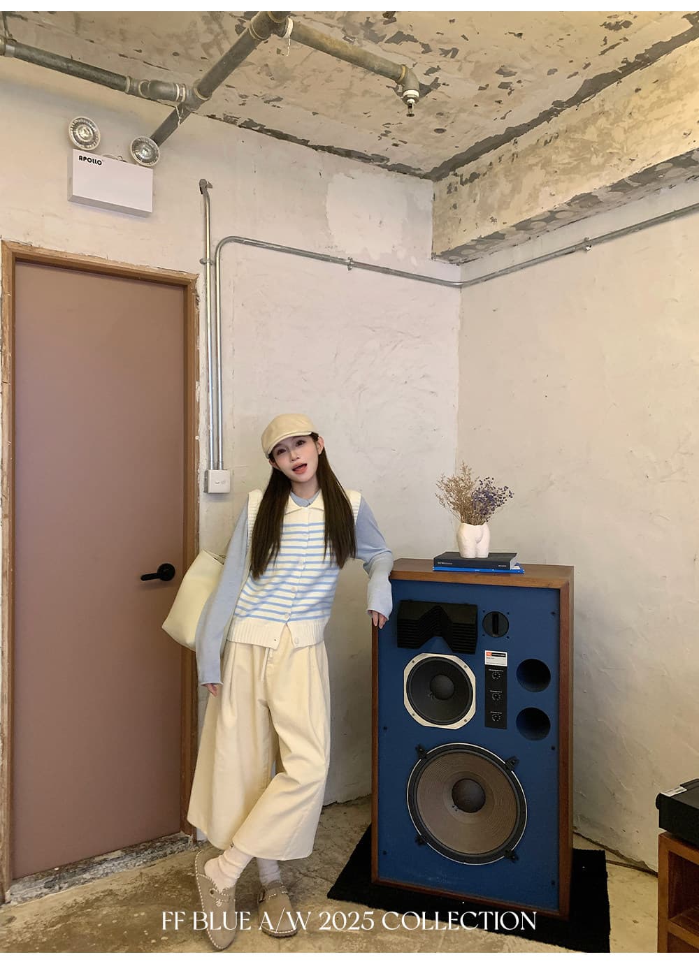 ff blue 화이트 연인 바다 소금 우유 블루 저항 올린 사람 : 공 양 플러시 스트라이프 폴로 칼라 베스트 조끼 니트 스웨터 상세 이미지 20