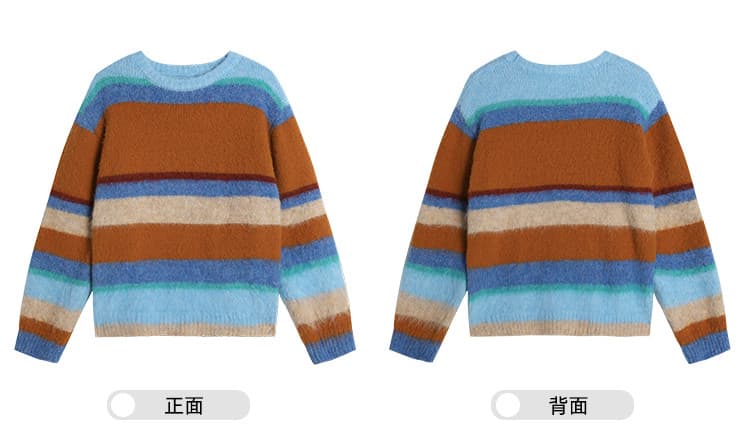 한 번 작은 짭짤한 한 부서 도파민 스트라이프 스웨터 여자 가을 겨울 새로운 작은 키 인사이드 가져 가라. 니트 스웨터 맨위 겨울 상세 이미지 6