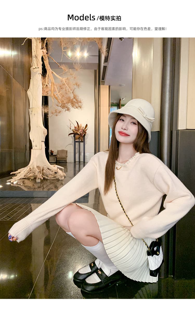 한 번 작은 짭짤한 한 부서 디자인 센스 핑크색 스웨터 여자 가을 겨울철 새로운 느긋한 인사이드 가져 가라. 만나는 니트 스웨터 맨위 상세 이미지 2