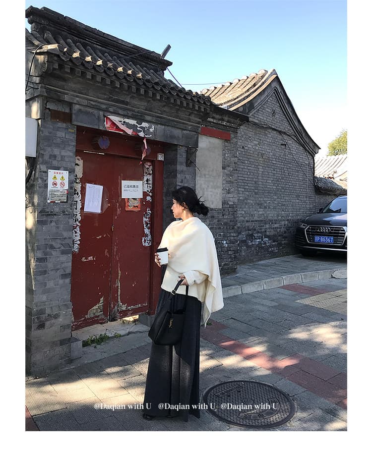 daqianwithu 대 복용량 양모 숄 페이크 레이어드 스웨터 여자 작은 대중 겨울 맨위 니트 스웨터 상세 이미지 37
