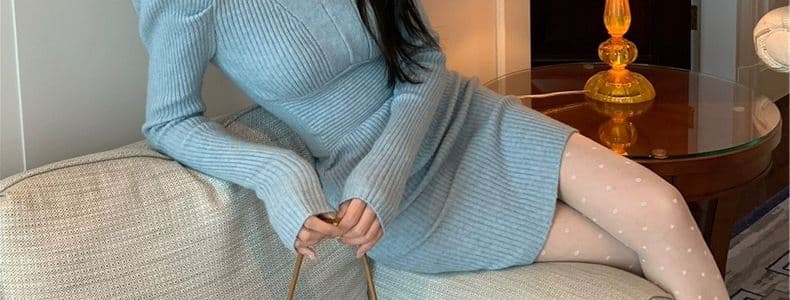 빛 럭셔리 프랑스 명문 여성 고급 회색 양모 니트 여성 드레스 가을 겨울 작은 키 만나는 섹시함 타이트 스커트 미니 스커트 상세 이미지 90