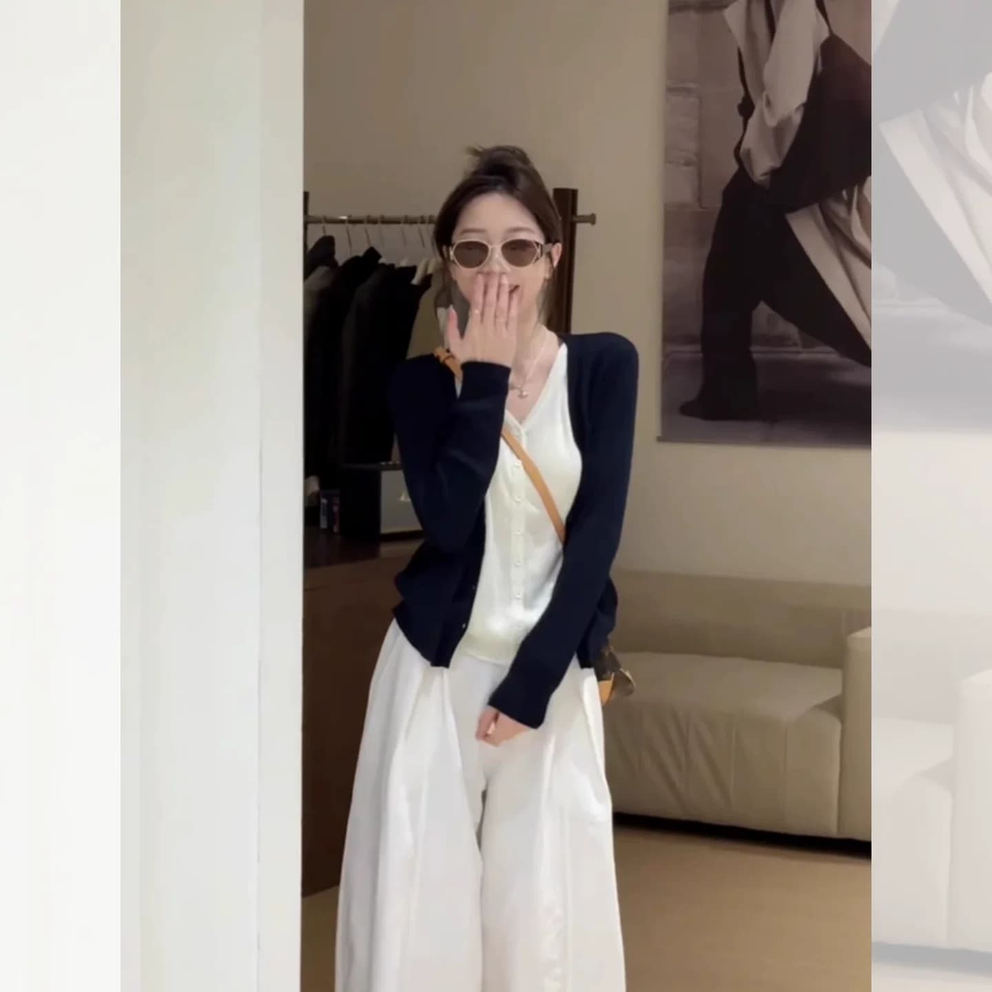 한 부서 착용 가져 가라. 회색 페이크 레이어드 니트 오픈 가디건 여성 조기 가을 chic Chic 슈퍼 잘 생긴 싱글 착용 쇼트 스타일 맨위 이미지 3