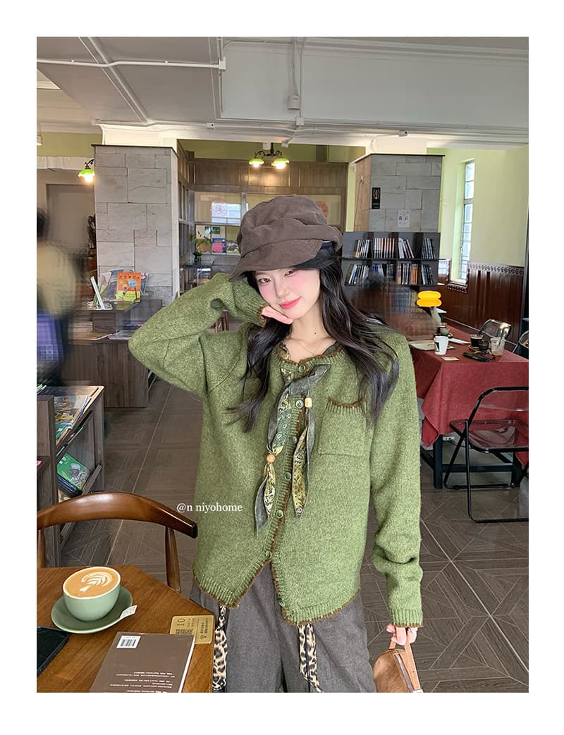 작은 요정 니켈 어린이 니트 스웨터 여성 가을 착용 가져 가라. 녹색 스웨터 코트 오픈 가디건 아름다운 자이언트 잘 생긴 디자인 센스 맨위 상세 이미지 15