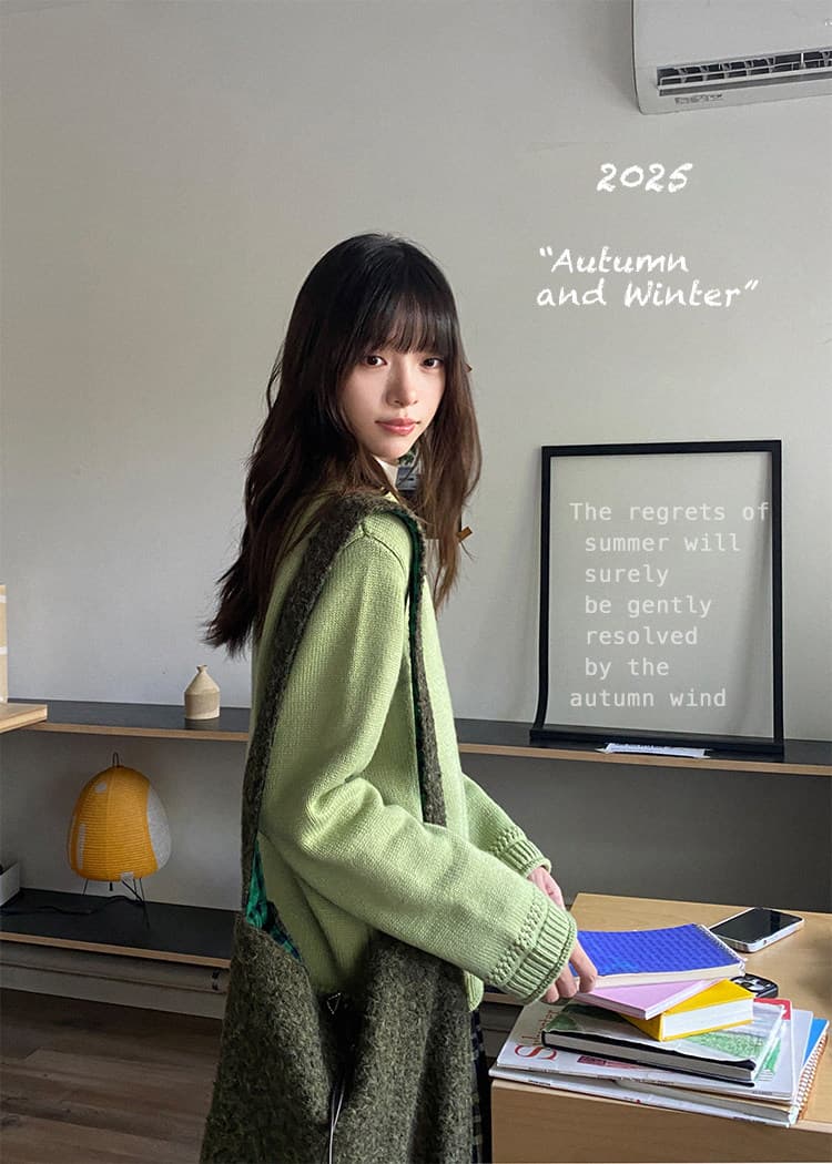 우유 토끼 행성 직접 만든 따뜻한 섬 폴로 칼라 작은 홀로우 아웃 레이스 스웨터 오픈 가디건 여성 코트 식물 플러시 버클 니트 맨위 상세 이미지 39