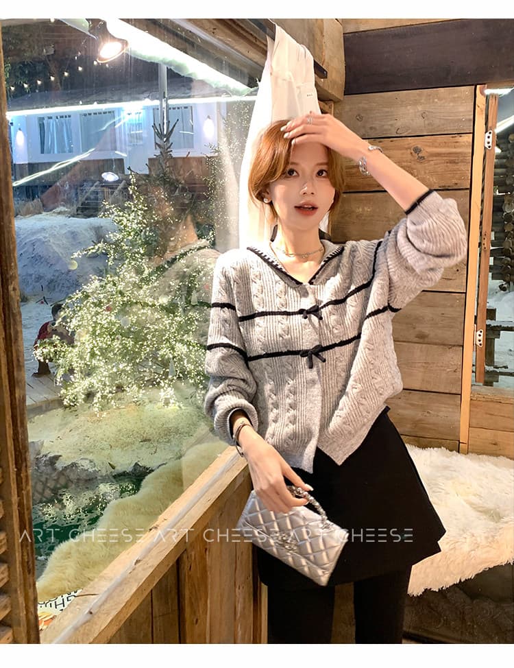 다우 시시 cheese 성 인사이드 ~ 중 소녀 겨울 고급 센스 패션 꽈배기 니트 오픈 가디건 여성 코트 두꺼운 상세 이미지 10
