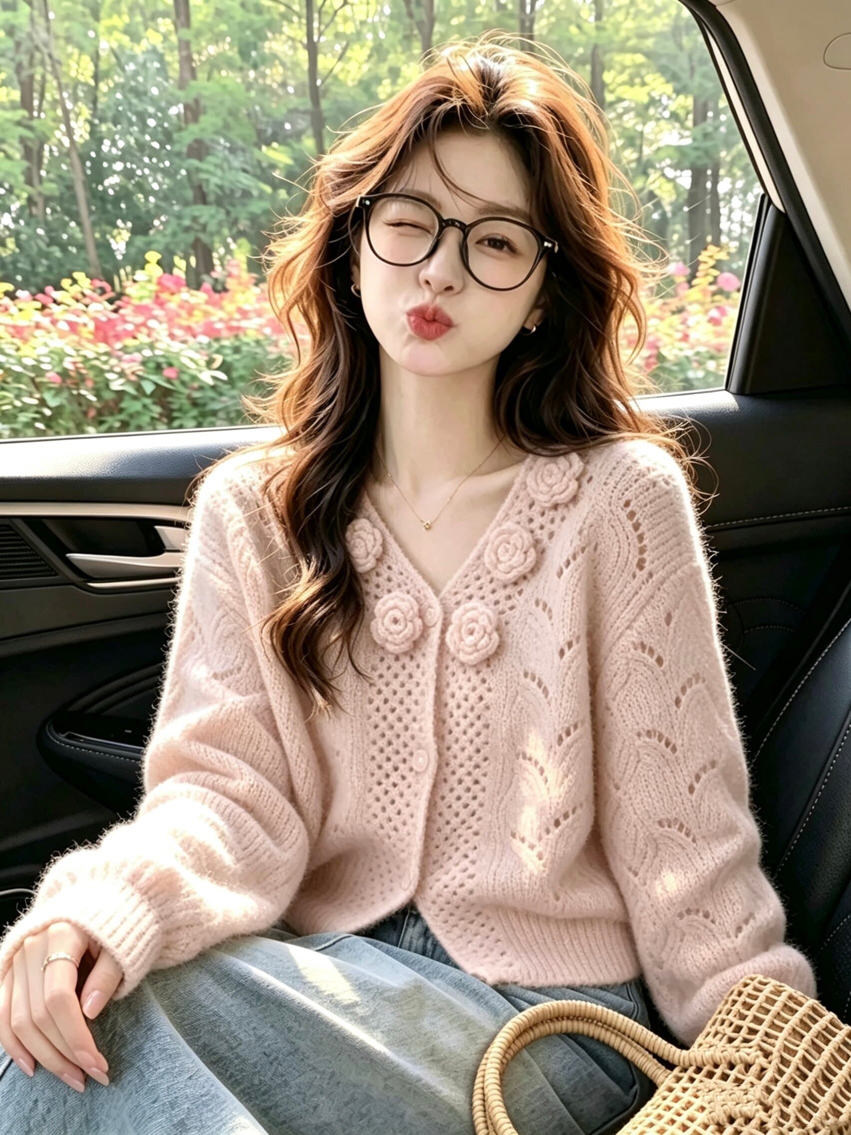 프랑스식 레트로 3 차원 꽃 홀로우 아웃 니트 오픈 가디건 여성 2026 가을 새로운 디자인 센스 스웨터 코트 맨위 상세 이미지 3