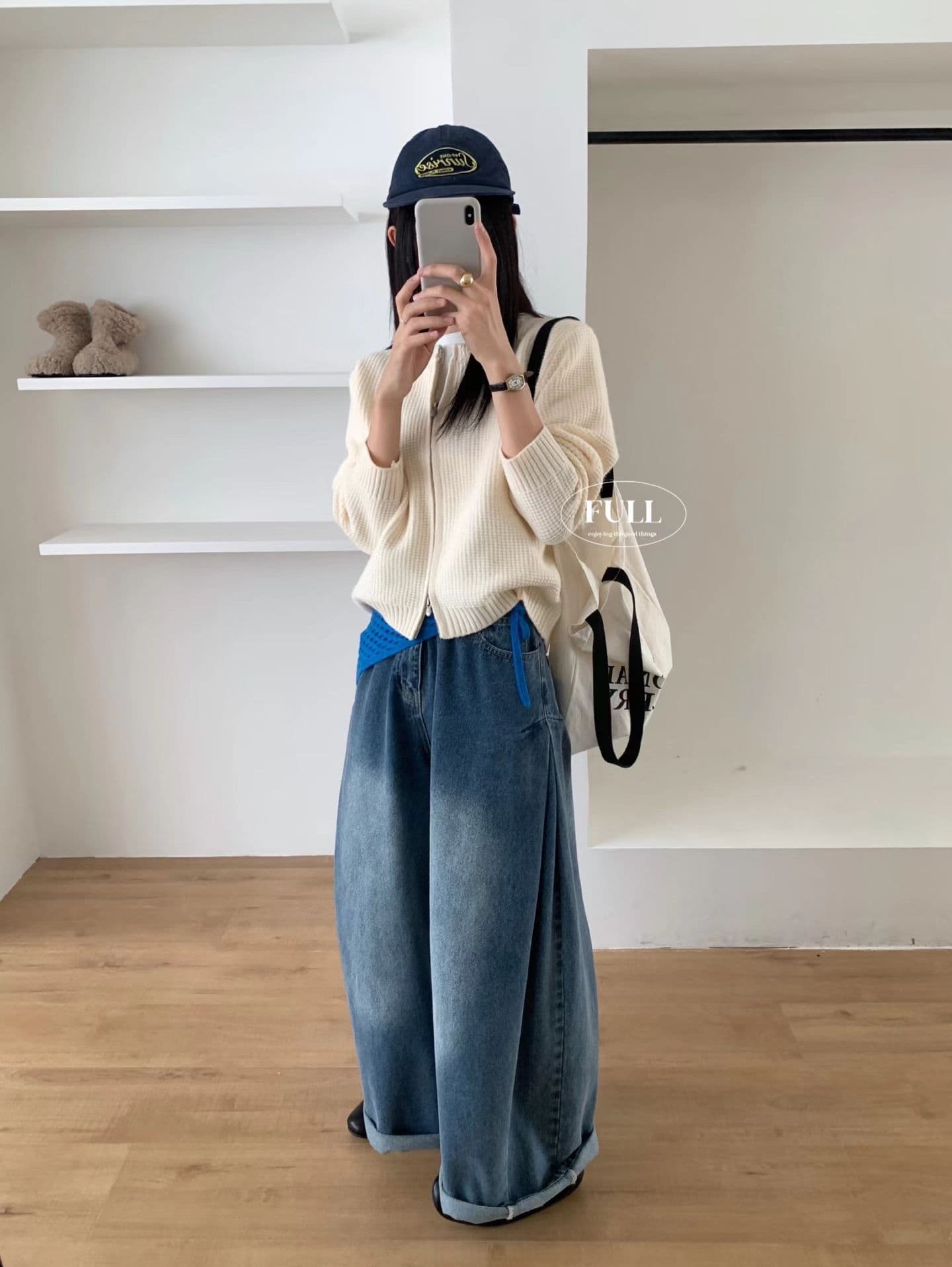 동대문 라운드 넥 절묘한 쇼트 스타일 니트 오픈 가디건 오픈 가디건 두꺼운 강함 질감 센스 더블 지퍼 재킷 스웨터 상세 이미지 3
