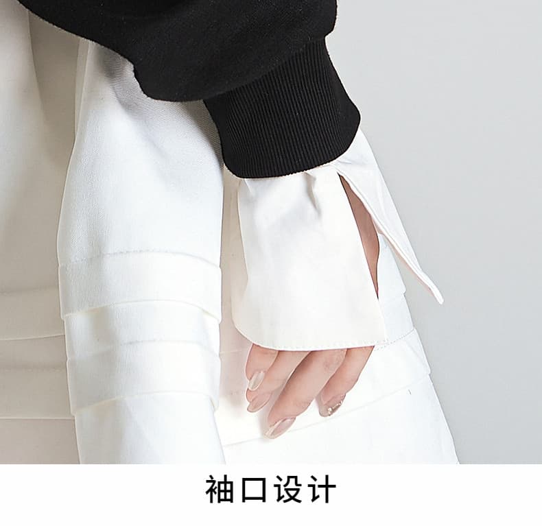 학원 스타일 베이비 칼라 페이크 레이어드 패치워크 검정색 긴팔 오픈 가디건 여성 가을 새로운 슬림해 보이는 맨위 2026 가을 상세 이미지 17