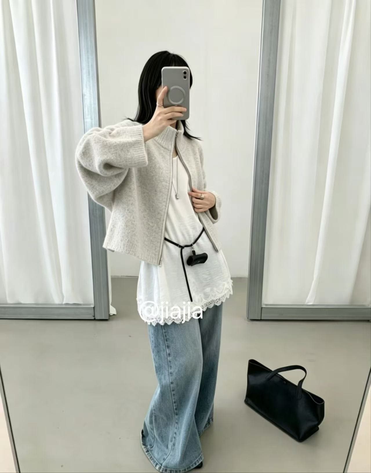 가을 겨울 한 부서 니트 오픈 가디건 루즈핏 라운드 넥 쇼트 스타일 여성 셔츠 느긋한 바람 디자인 센스 두꺼운 스웨터 코트 상세 이미지 10