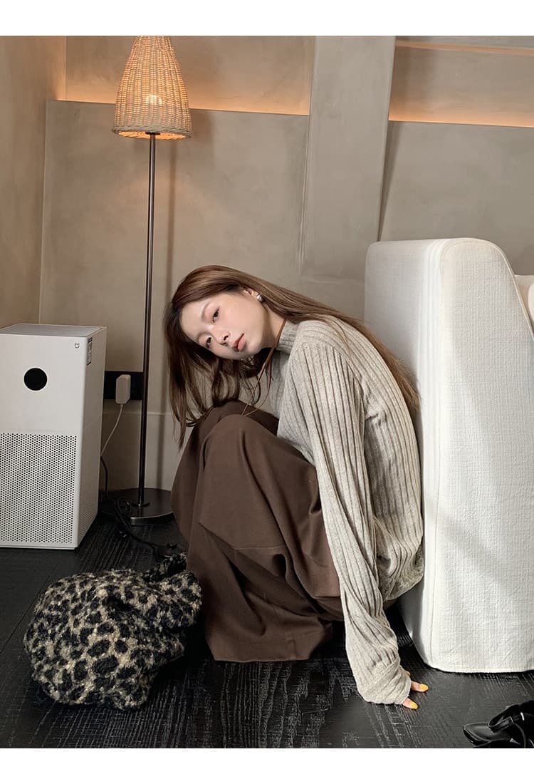 레드 맨 내부에 가져 가라. 기본 셔츠 여성 2026 새로운 긴팔 티셔츠 반하이넥 한 부서 느긋한 레이스 니트 맨위 상세 이미지 10
