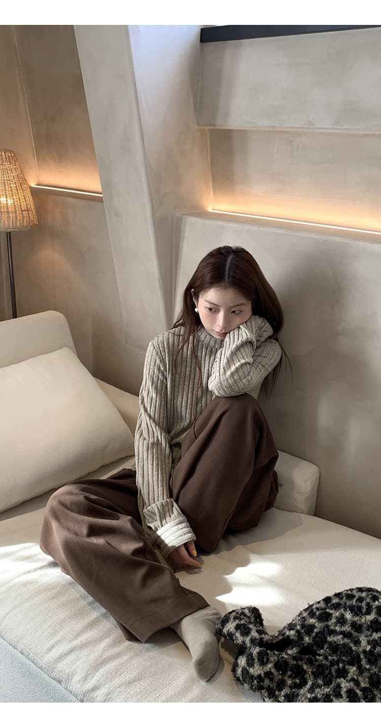 레드 맨 내부에 가져 가라. 기본 셔츠 여성 2026 새로운 긴팔 티셔츠 반하이넥 한 부서 느긋한 레이스 니트 맨위 상세 이미지 14