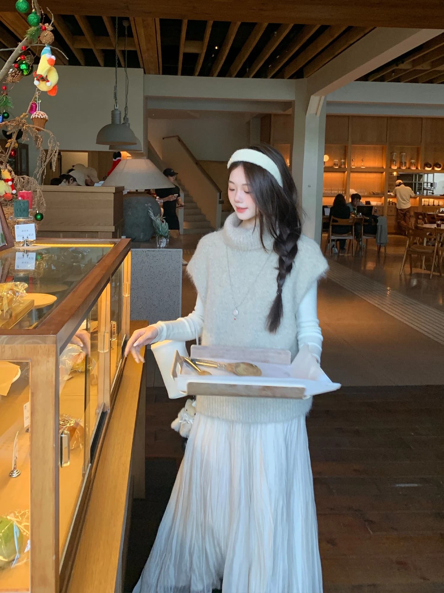 케이크를 잘라 직접 만든 작은 키 겨울 새로운 맨위 여성 품격 루즈핏 베스트 니트 스웨터 잘 생긴 털 셔츠 스웨터 이미지 5