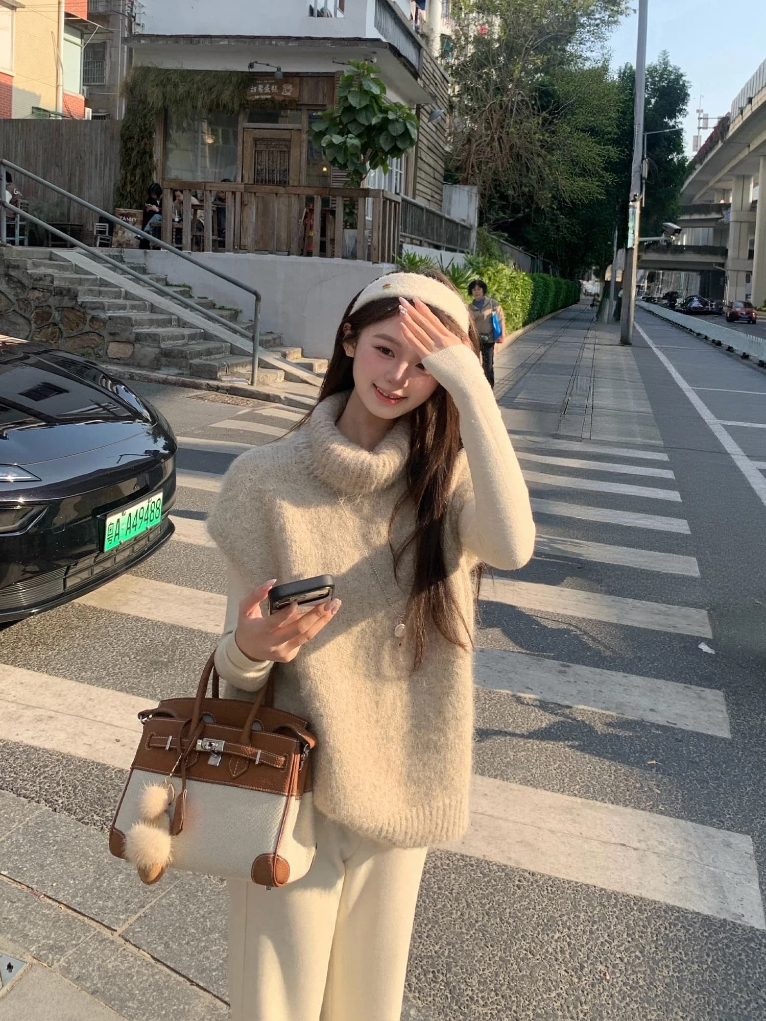 케이크를 잘라 직접 만든 작은 키 겨울 새로운 맨위 여성 품격 루즈핏 베스트 니트 스웨터 잘 생긴 털 셔츠 스웨터 이미지 2