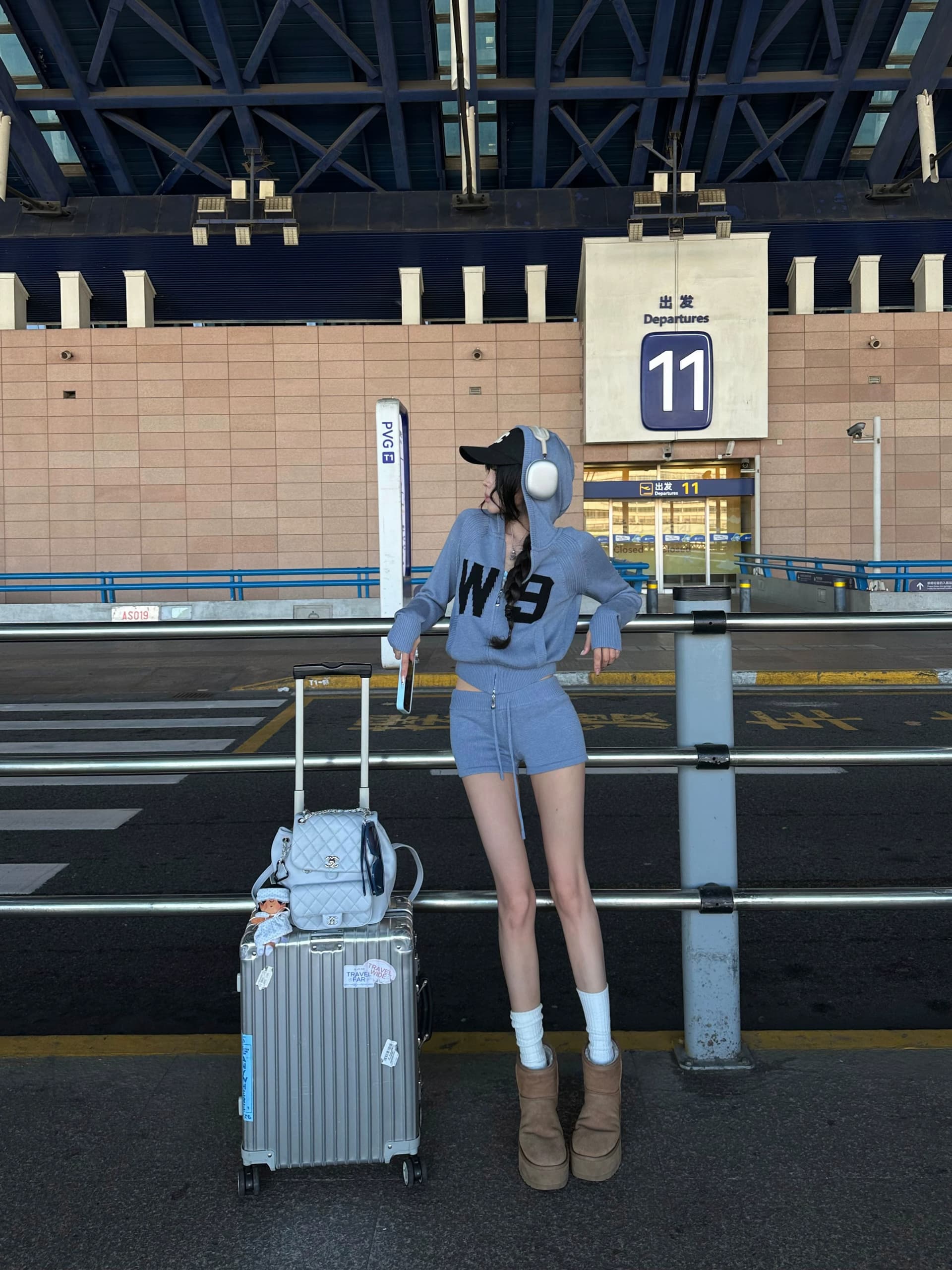 한 좋은 달콤한 warden edge 파란색 후드 스웨터 여자 몸매 가꾸기 슬림해 보이는 털 셔츠 외출용 니트 카디건 코트 이미지 3