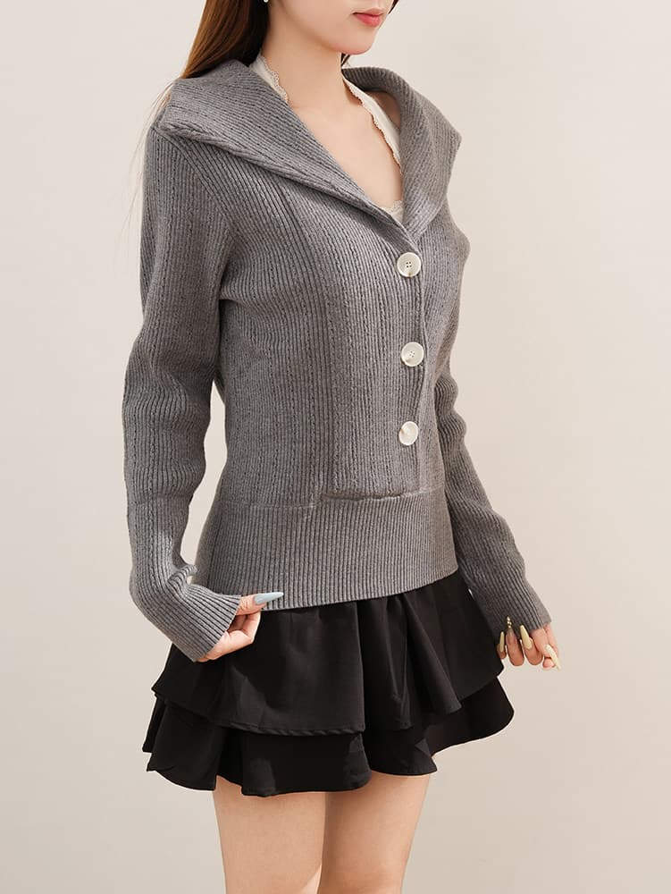 collar 부드러운 우아한 느슨함 부드러운 바람 폴로 칼라 니트 스웨터 디자인 센스 슬림해 보이는 단추 스웨터 가을 새로운 여성 상세 이미지 21
