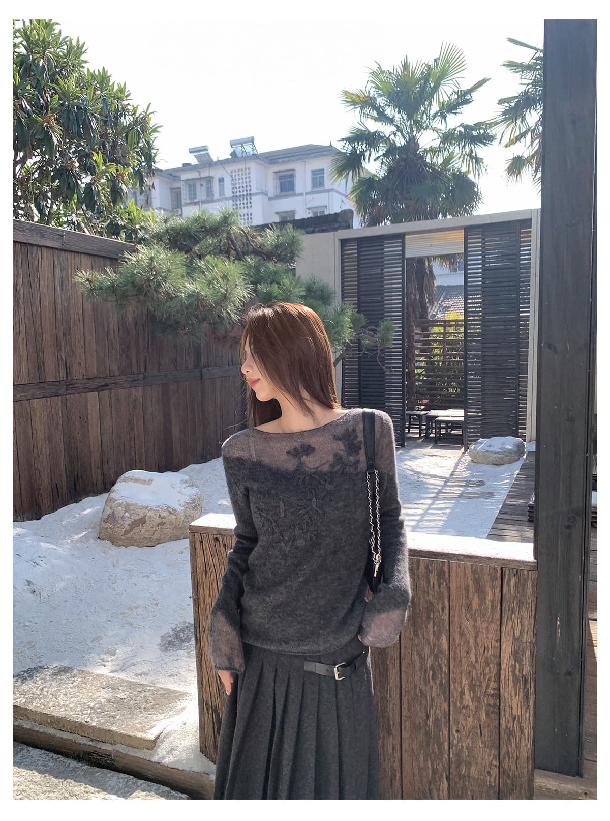 leetwins 부드러운 실어증 양 낙타 털 보트넥 니트 스웨터 여성 고급 센스 자수 꽃 홀로우 아웃 맨위 상세 이미지 40