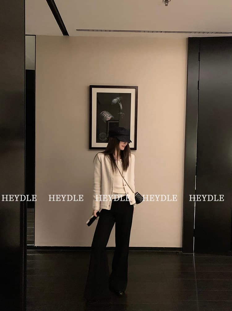 검은 콩 흠 부드러운 요령 품격 고급 센스 무거운 작업 화이트 니트 오픈 가디건 작은 샤넬 스타일 여성 코트 가을 상세 이미지 17