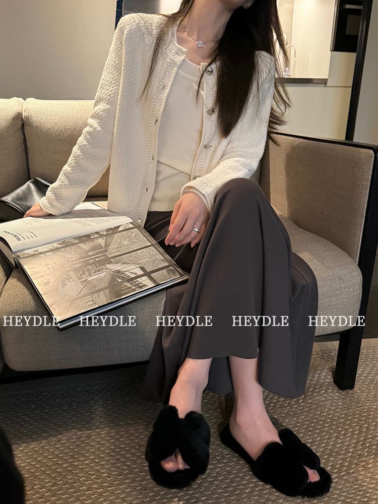 검은 콩 흠 부드러운 요령 품격 고급 센스 무거운 작업 화이트 니트 오픈 가디건 작은 샤넬 스타일 여성 코트 가을 상세 이미지 31