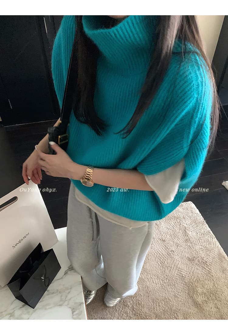 지구 Ouyang 지능 스택 음악 편안함 지구 부드러운 따뜻한 피부 슈퍼 럭셔리 너구리 플러시 양모 니트 스웨터 맨위 상세 이미지 9