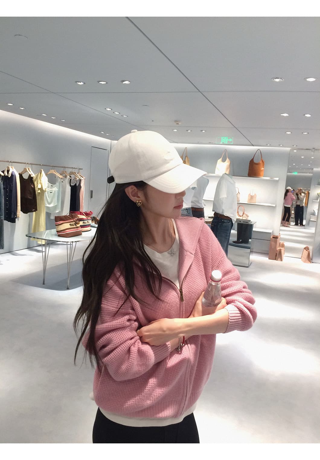 장 베이 베이 ibell 한 부서 루즈핏 슬림해 보이는 3 차원 후아 남편 그리드 후드 오픈 가디건 여성 레저 다용도 양모 재킷 상세 이미지 43