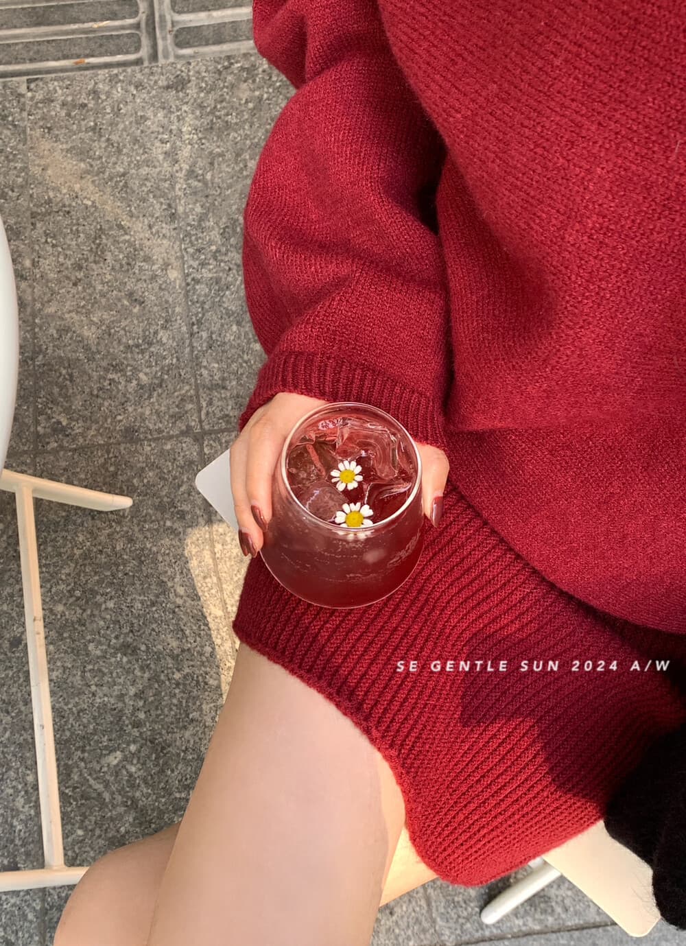 가을 겨울 ins 분위기 센스 빨간색 비스듬한 어깨 스웨터 드레스 여성 품격 허리 수축 오프숄더 타이트 스커트 니트 미니 스커트 느긋한 바람 상세 이미지 6