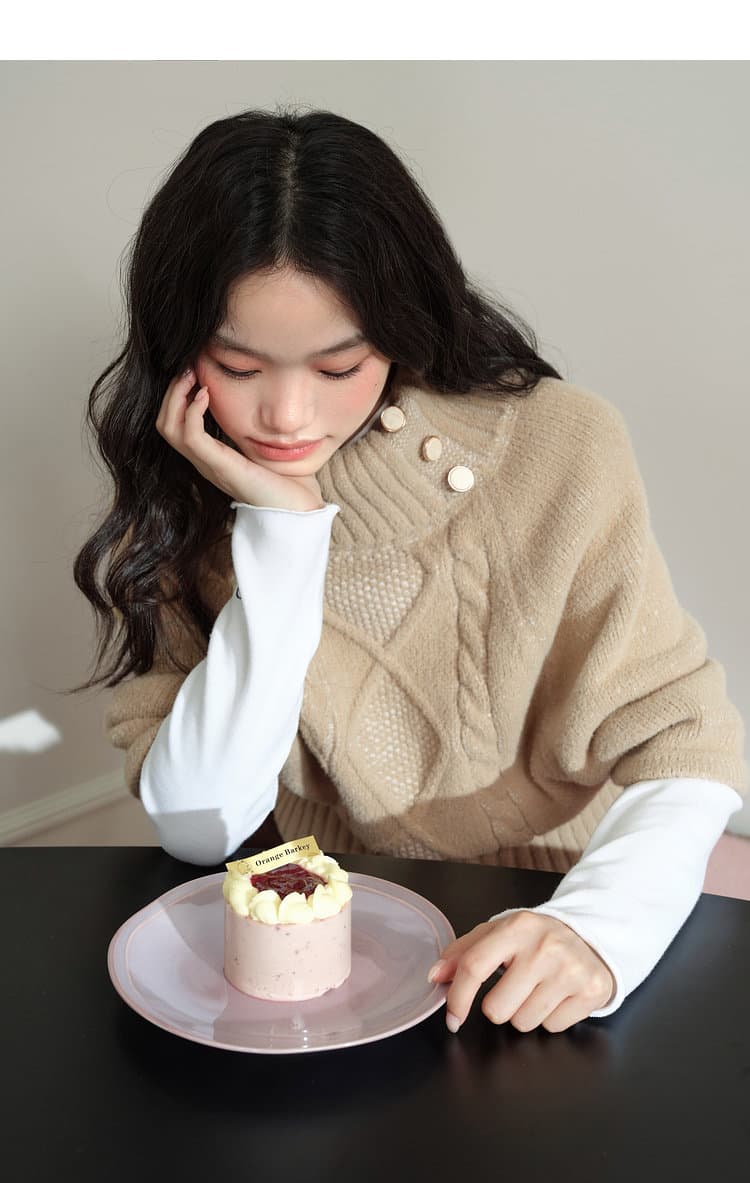 넓은 색상 품격 모직물 망토 숄 맨위 꽈배기 반하이넥 스웨터 2026 가을 겨울철 새로운 여성 니트 스웨터 상세 이미지 26