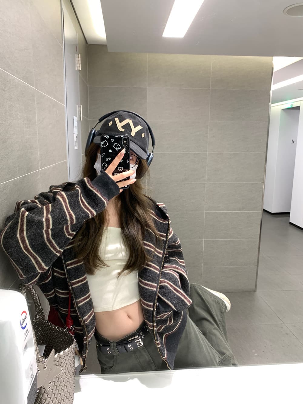 ashenonline 와일드 라스베리 도넛 아메리칸 레트로 스트라이프 후드티 디자인 센스 후드 오픈 가디건 여성 코트 상세 이미지 6