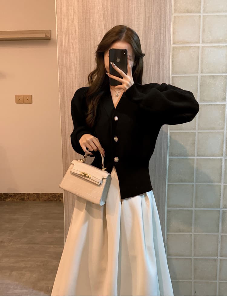 프랑스식 검정색 작은 샤넬 스타일 스웨터 오픈 가디건 여성 봄 가을 디자인 센스 작은 대중 허리 수축 품격 니트 맨위 재킷 상세 이미지 4